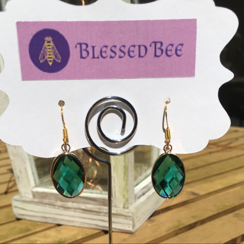 Handmade green gemstone earrings